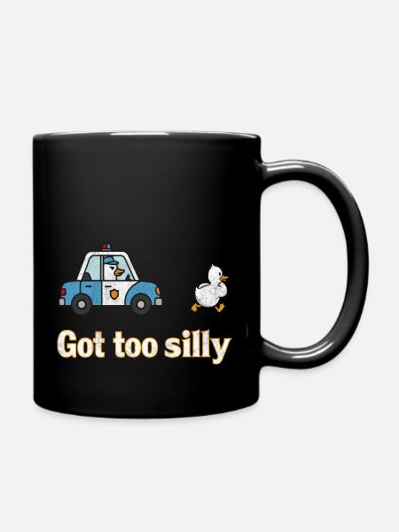 Funny goose got too silly pun humor meme - Full Colour Mug - black
