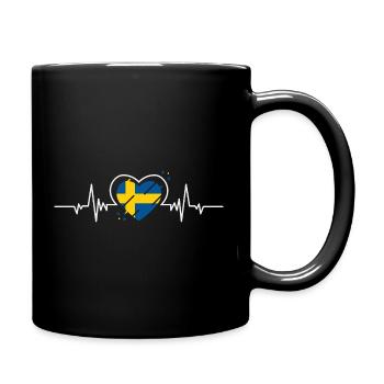 Sweden Heart Heartbeat Flag Gift - Full Colour Mug - black - Right