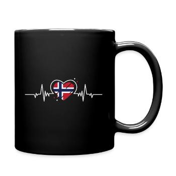 Norway Heart Heartbeat Flag Gift - Full Colour Mug - black - Right