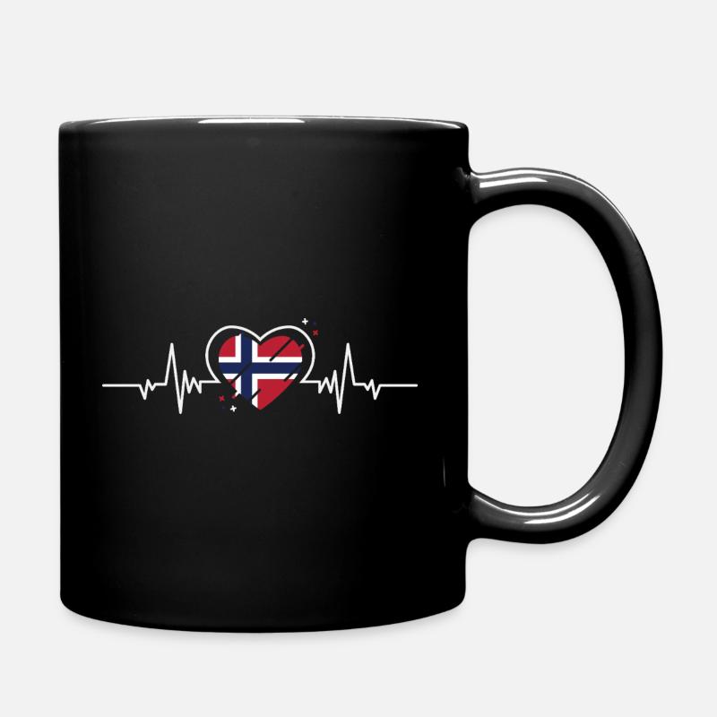 Norwegen Herz Herzschlag Flagge Geschenk - Tasse einfarbig - Schwarz