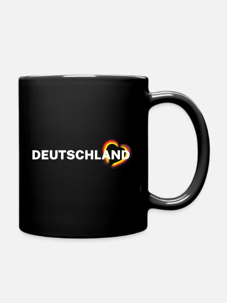 Deutschland – Herz in Schwarz Rot Gold - Tasse einfarbig - Schwarz