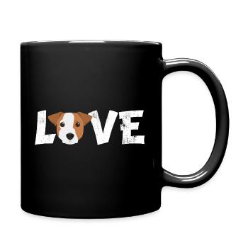 Jack Russell Liebeshund-Mama Papa-Besitzer Geschenk Niedlich - Tasse einfarbig - Schwarz - Rechts