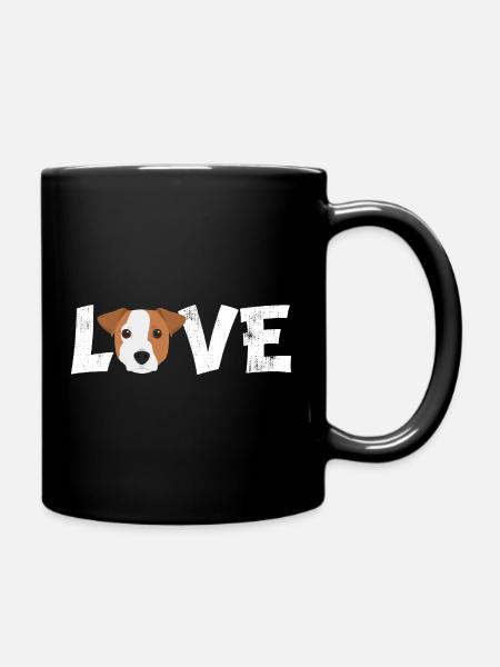 Jack Russell Love Dog Mom Dad Owner Gift Cute - Ensfarvet krus - sort