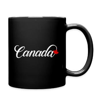 Écriture canadienne avec feuille d’érable - Mug uni - noir - Droite