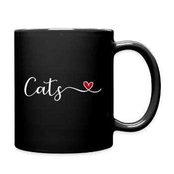 Ich liebe Katzen - Tasse einfarbig - Schwarz - Rechts