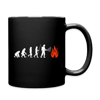 Feuerwehr Evolution Feuerwehrmann - Tasse einfarbig - Schwarz - Rechts