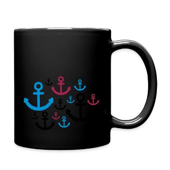 muster anker viele tattoo boot schiff schwimmen me - Tasse einfarbig - Schwarz - Rechts