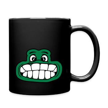 frosch kroete grosser mund gesicht augen kopf zaeh - Tasse einfarbig - Schwarz - Rechts