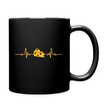 Heartbeat cheese cheese lover gift funny EKG - Full Colour Mug - black - Right