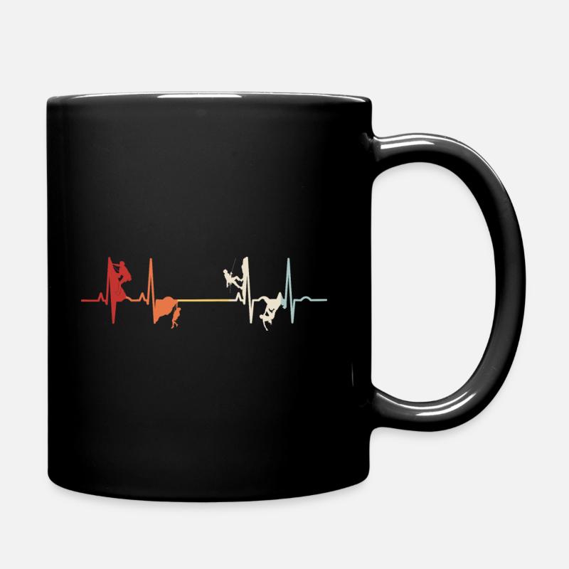 Mountaineering Retro Bouldering Mountain Climbing EKG Pulse - Full Colour Mug - black