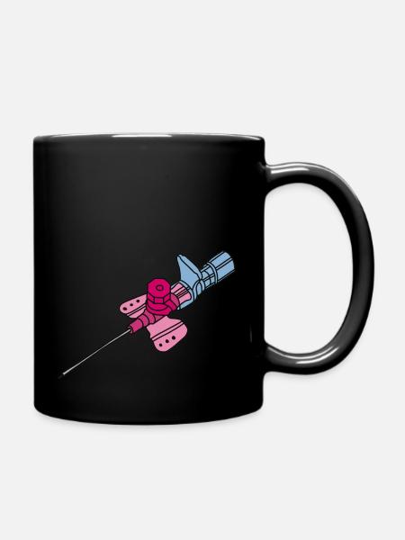 Pink indwelling venous cannula - Full Colour Mug - black