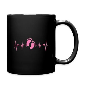 baby babyfüße Herzschlag schwanger Schwangerschaft - Tasse einfarbig - Schwarz - Rechts