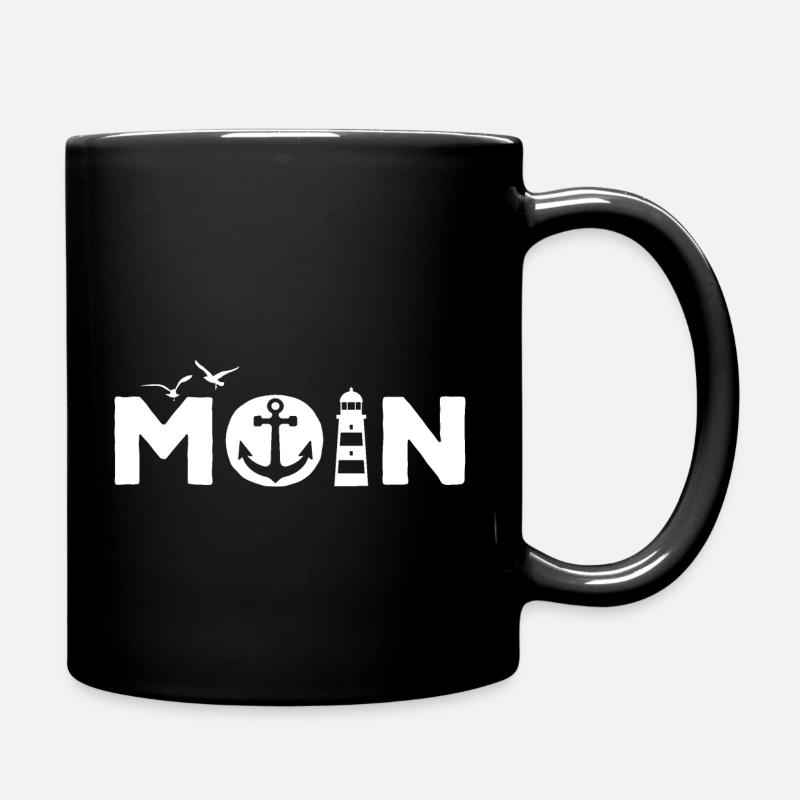 Moin Leuchtturm Anker Möwen - Tasse einfarbig - Schwarz