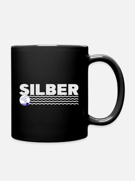 Schwimmen Schwimmer Silber Geschenk - Tasse einfarbig - Schwarz