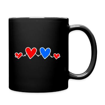 Family Love 2 Children Parents 2 Daughters Hearts - Full Colour Mug - black - Right