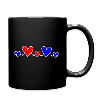 Family 3 Children Parents 2 Sons 1 Daughter Heart - Full Colour Mug - black - Right