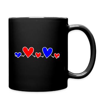 Family 3 Children Parents 1 Son 2 Daughters Heart - Full Colour Mug - black - Right