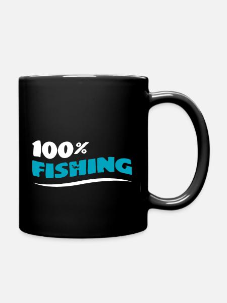 100% fishing Personalized humor gift - Full Colour Mug - black