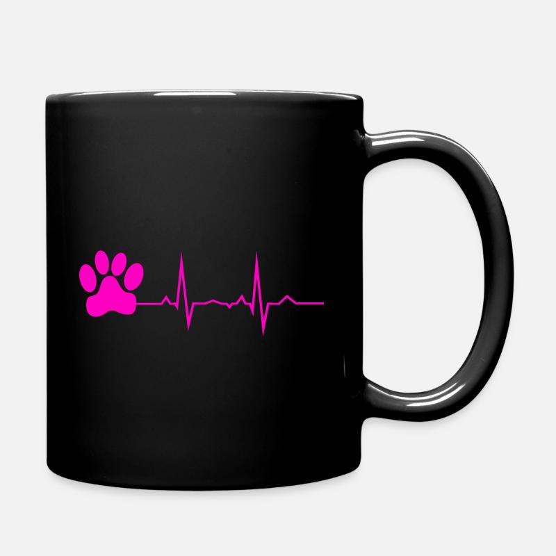 Herzschlag pfote Hund - Tasse einfarbig - Schwarz