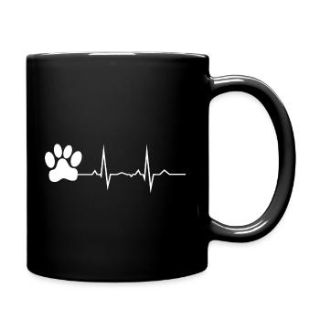 Herzschlag Hund Pfote Hundepfote - Tasse einfarbig - Schwarz - Rechts