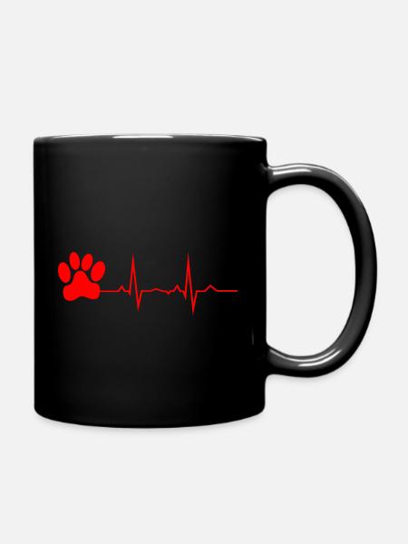 Heartbeat Paw Animaux - Mug uni - noir