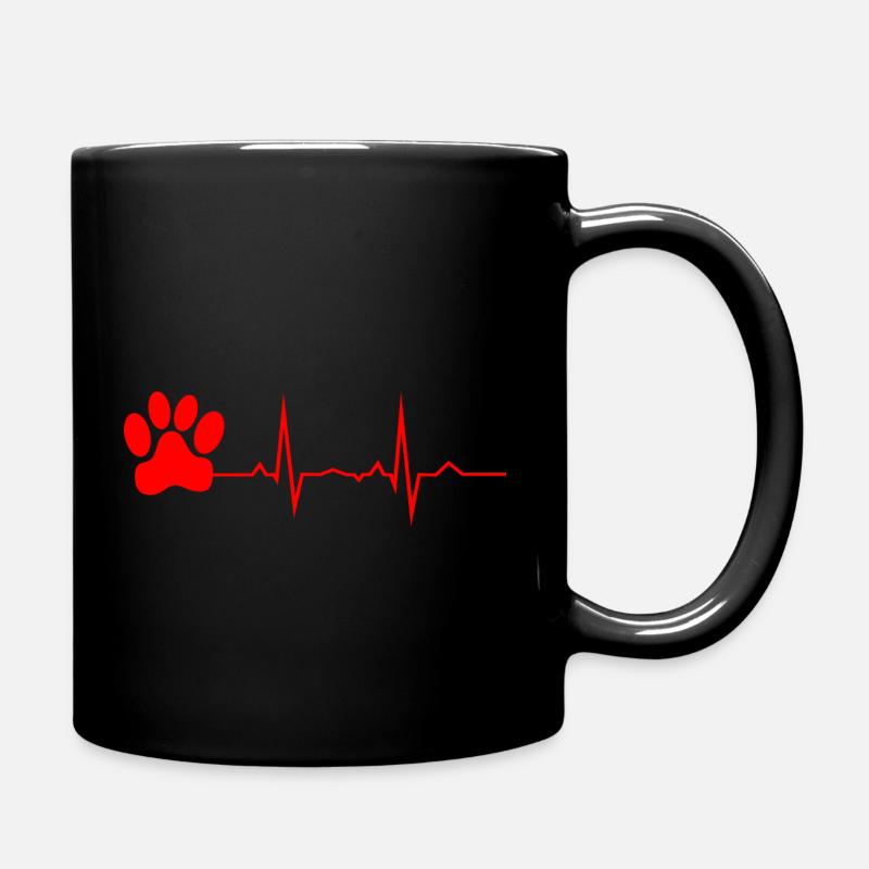 Herzschlag Pfote Tiere - Tasse einfarbig - Schwarz