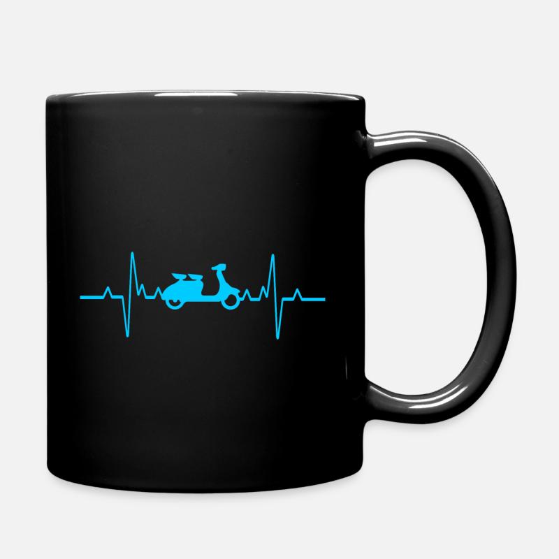 Herzschlag Roller Motorrad - Tasse einfarbig - Schwarz