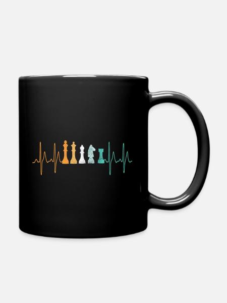 Schach Herzschlag Heartbeat Vintage - Tasse einfarbig - Schwarz