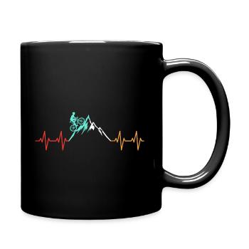 Bicycle Heartbeat Mountains Hikers - Full Colour Mug - black - Right