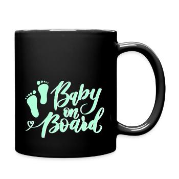 Baby on Board türkis mit Füßen - Tasse einfarbig - Schwarz - Rechts