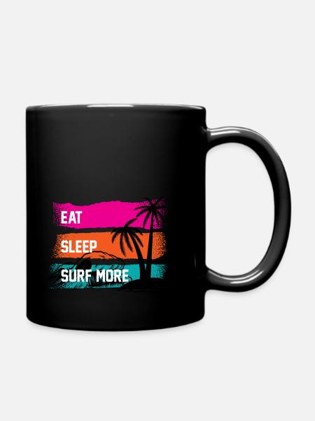 Surfen Schlafen wieder surfen - Tasse einfarbig - Schwarz