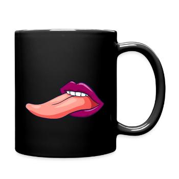 Zungenspiel "Leck mich" - Tasse einfarbig - Schwarz - Rechts
