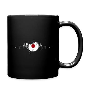 Vinyl Herzschlag Vinyl Schallplatte Musik Puls - Tasse einfarbig - Schwarz - Rechts