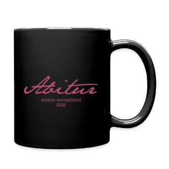 Abi '22 Motto mit Stil - Mission accomplished 2022 - Tasse einfarbig - Schwarz - Rechts