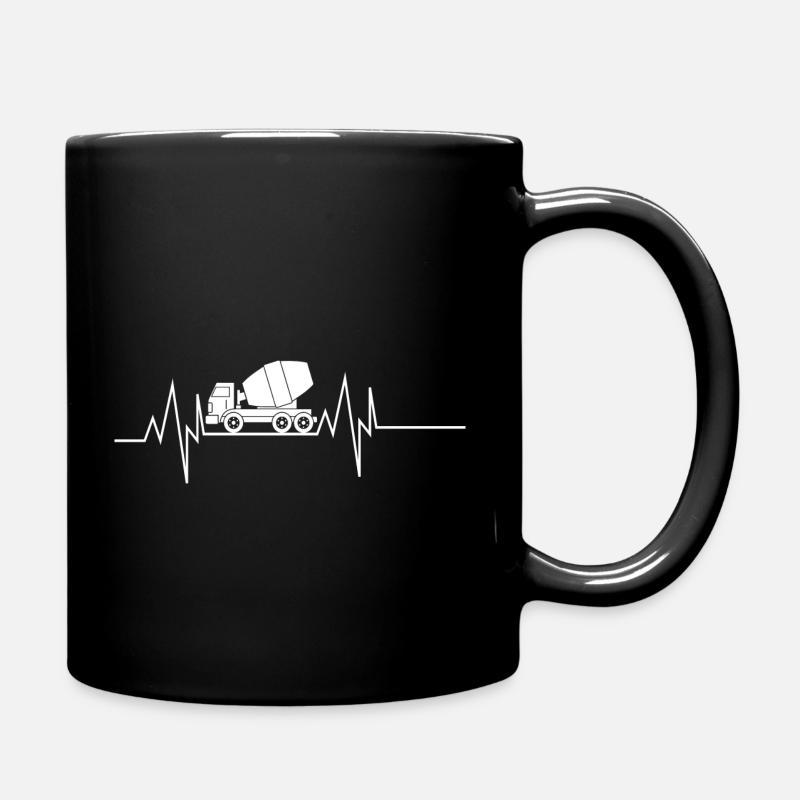 Cement Mixer Heartbeat - Full Colour Mug - black