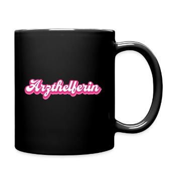 Arzthelferin Krankenschwester Pflege Geschenkidee - Tasse einfarbig - Schwarz - Rechts