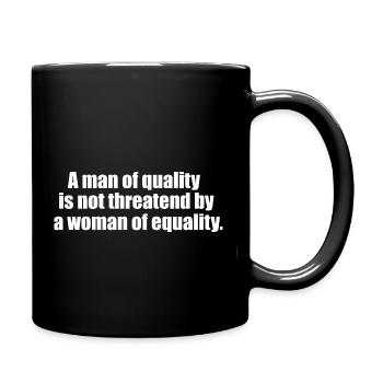 A man of quality quote - Full Colour Mug - black - Right
