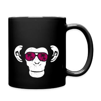 Monkey Affe Urlaub Sonnenbrille Geschenkidee Musi - Tasse einfarbig - Schwarz - Rechts