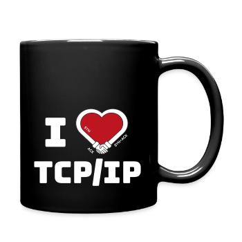I love TCP/IP - Tribute to TCP IP & DARPA - Full Colour Mug - black - Right