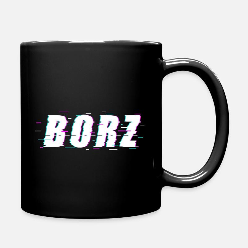 Borz - Chechen Wolf Glitch Effekt - Tasse einfarbig - Schwarz