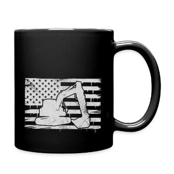 Excavator France | Opérateur d’équipement lourd Drapeau américain - Mug uni - noir - Droite