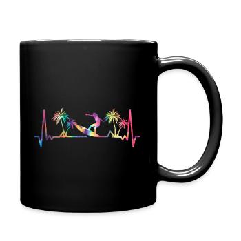 Heartbeat surfing - Tasse einfarbig - Schwarz - Rechts