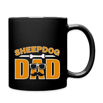 Chien de berger papa avec lunettes et moustache pour papa chien - Mug uni - noir - Droite