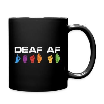 Deaf Af | Deaf Pride - Full Colour Mug - black - Right