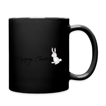 Happy Easter - Frohe Ostern - Osterhase Eiersuche - Tasse einfarbig - Schwarz - Rechts