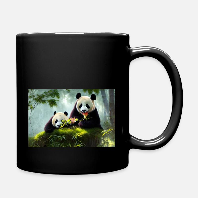Pandas im Wald - Tasse einfarbig - Schwarz