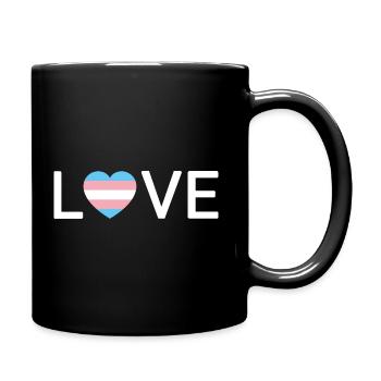 LOVE | Trans Transgender Pride | white font - Full Colour Mug - black - Right