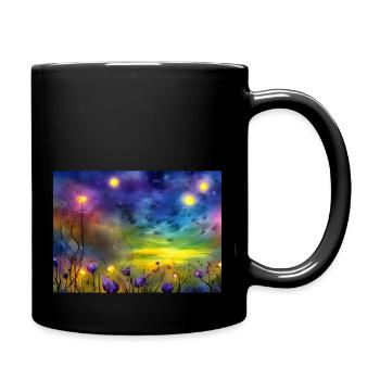 Sternennacht Blumen - Tasse einfarbig - Schwarz - Rechts
