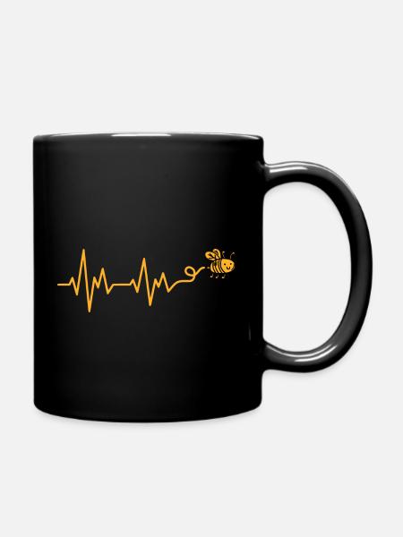 Imker Herzschlag Imkerei EKG Honigbienen - Tasse einfarbig - Schwarz