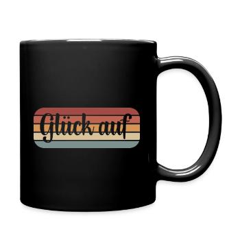 Glück auf Gruß - Tasse einfarbig - Schwarz - Rechts